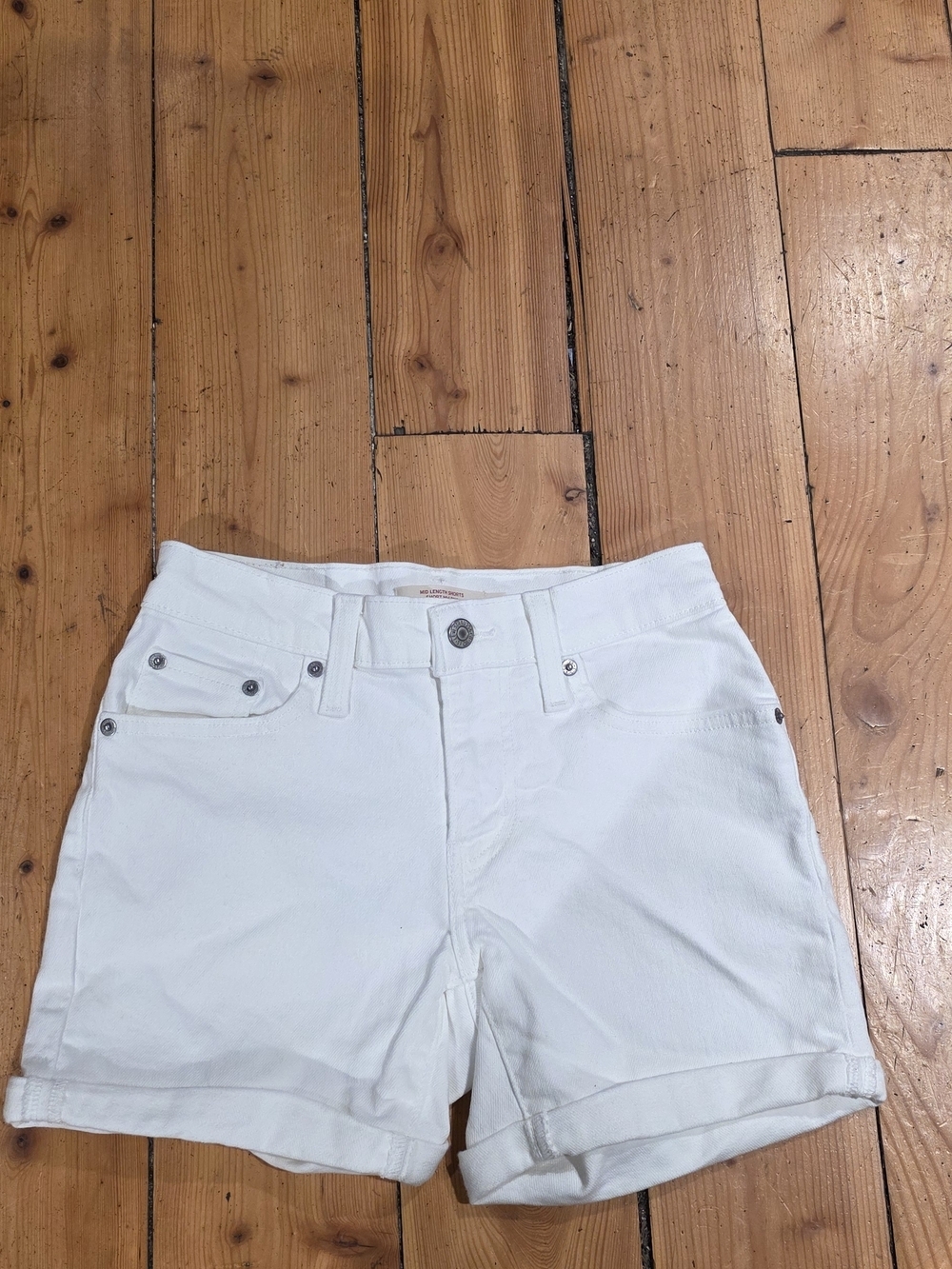Levis Women's White Roll-Cuff Jean Shorts
